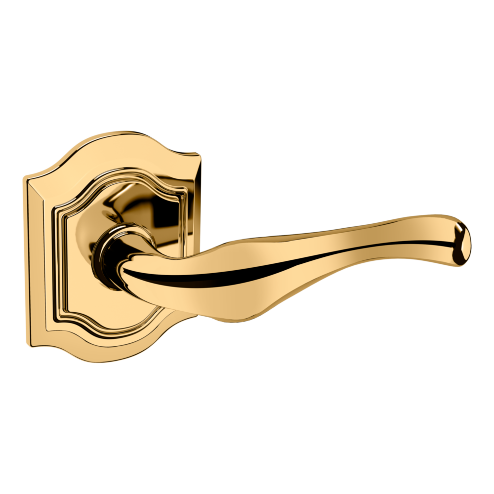 Baldwin 5447 Bethpage Lever Set with R027 Rose Lifetime (PVD) Polished Brass / Full Dummy / Reversible