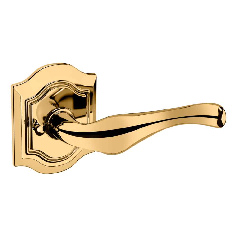 Baldwin 5447 Bethpage Lever Set with R027 Rose Lifetime (PVD) Polished Brass / Privacy / Reversible