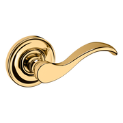 Baldwin 5455 Wave Lever Set with 5048 Rose Lifetime (PVD) Polished Brass / Passage / Reversible