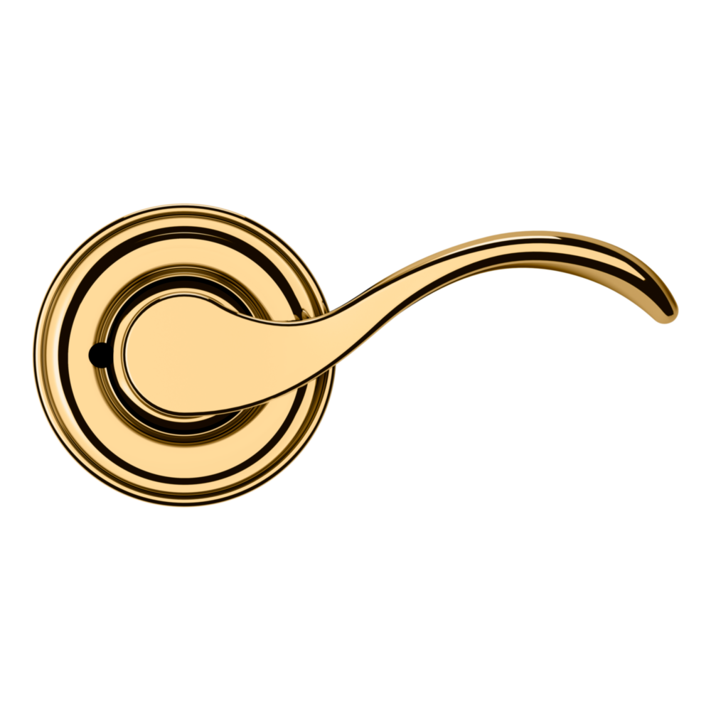 Baldwin 5455 Wave Lever Set with 5048 Rose Lifetime (PVD) Polished Brass / Privacy / Reversible
