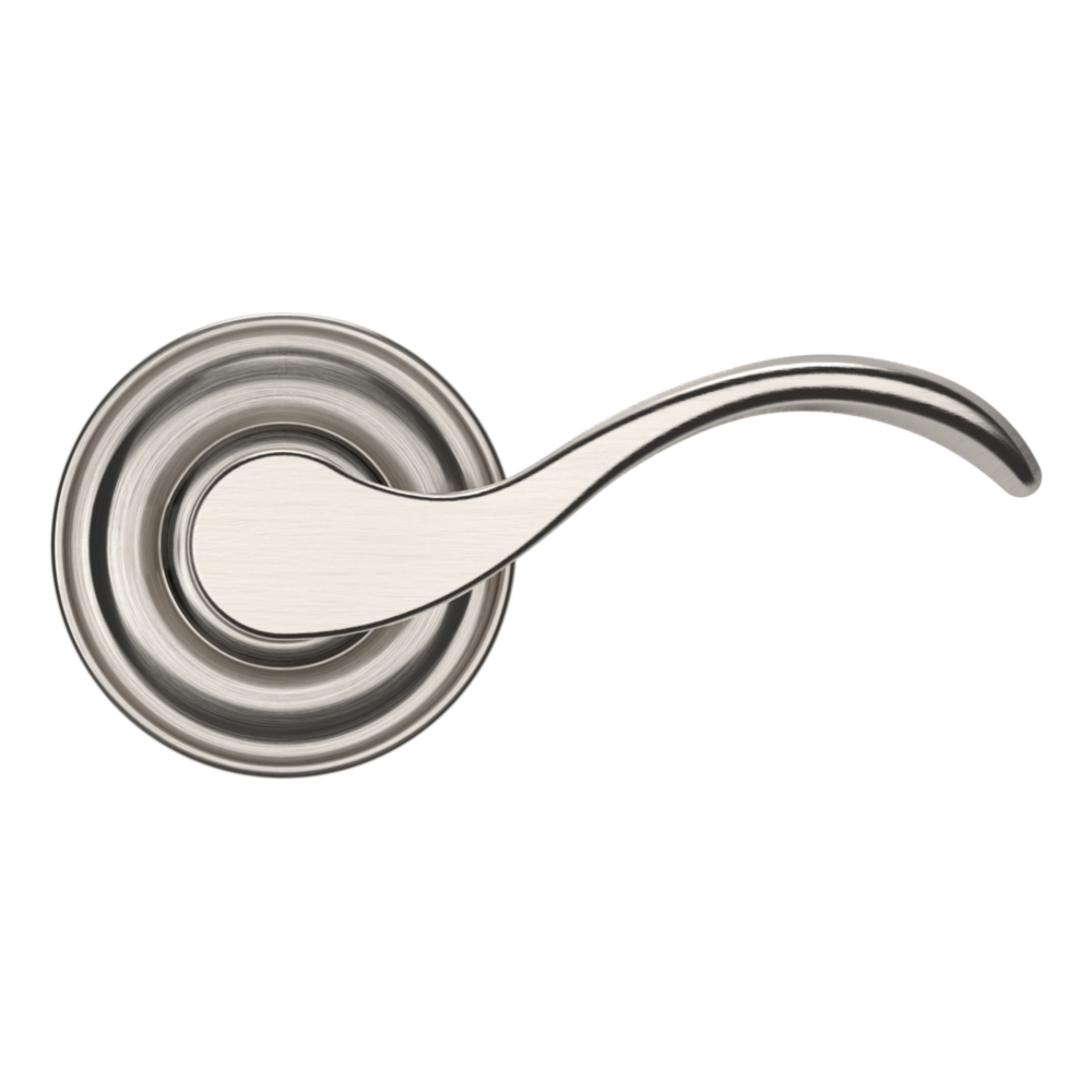 Baldwin 5455 Wave Lever Set with 5048 Rose Lifetime (PVD) Satin Nickel / Full Dummy / Reversible