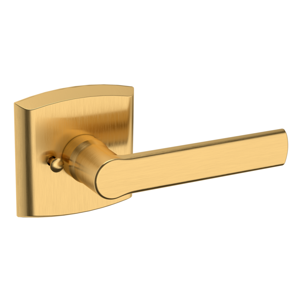 Baldwin 5485 Soho Lever Set with R026 Rose Lifetime (PVD) Satin Brass / Privacy / Reversible