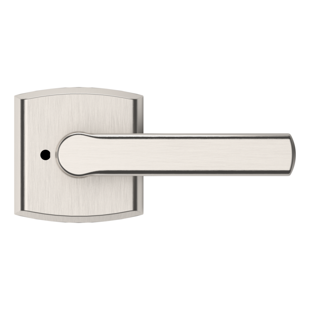Baldwin 5485 Soho Lever Set with R026 Rose Lifetime (PVD) Satin Nickel / Privacy / Reversible