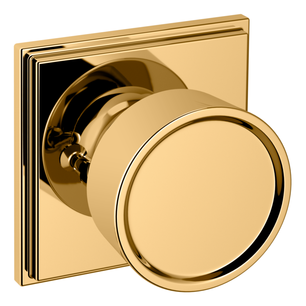 Baldwin K007 Hollywood Hills Knob Set with R050 Rose Non-Lacquered Brass / Privacy / Reversible