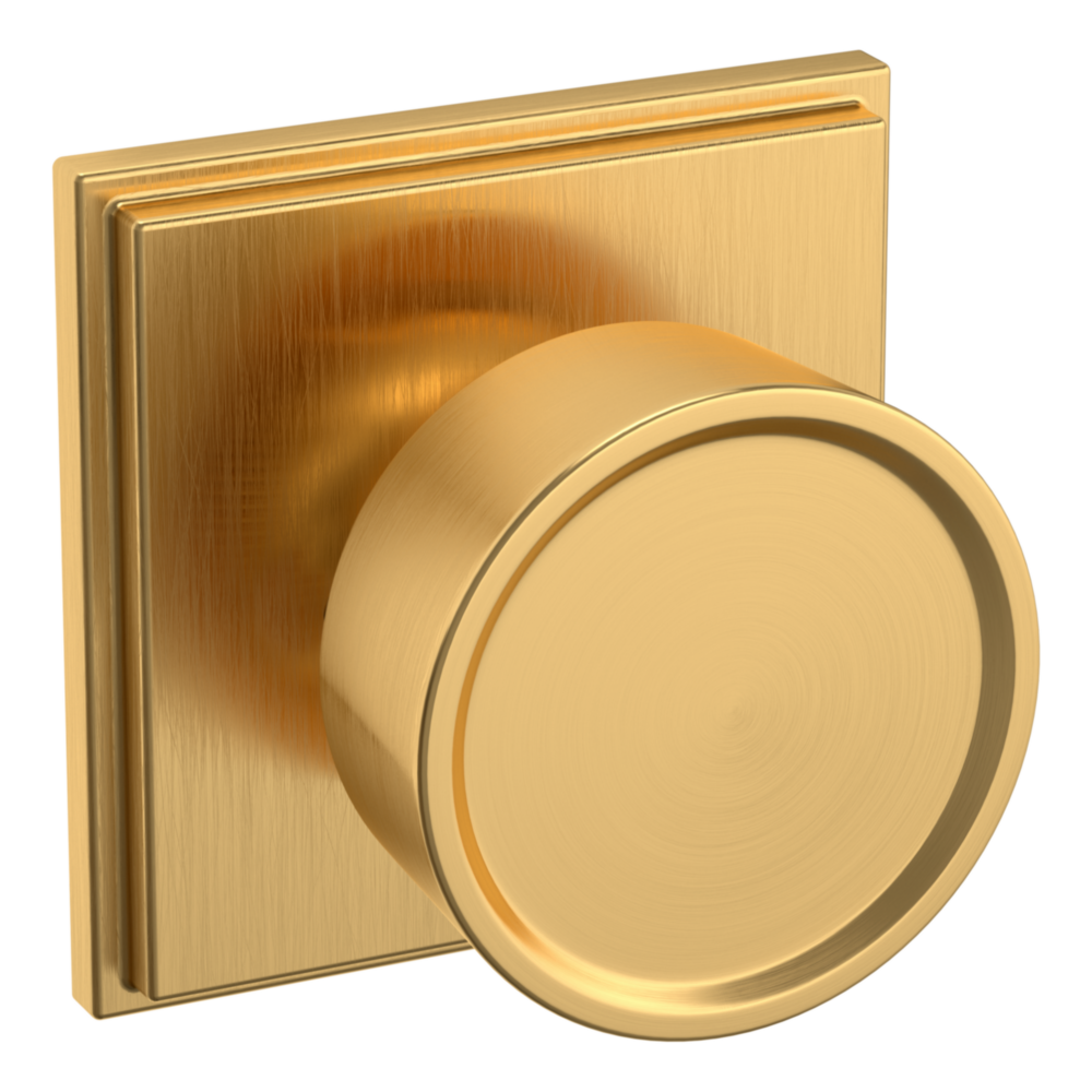 Baldwin K007 Hollywood Hills Knob Set with R050 Rose Lifetime (PVD) Satin Brass / Passage / Reversible