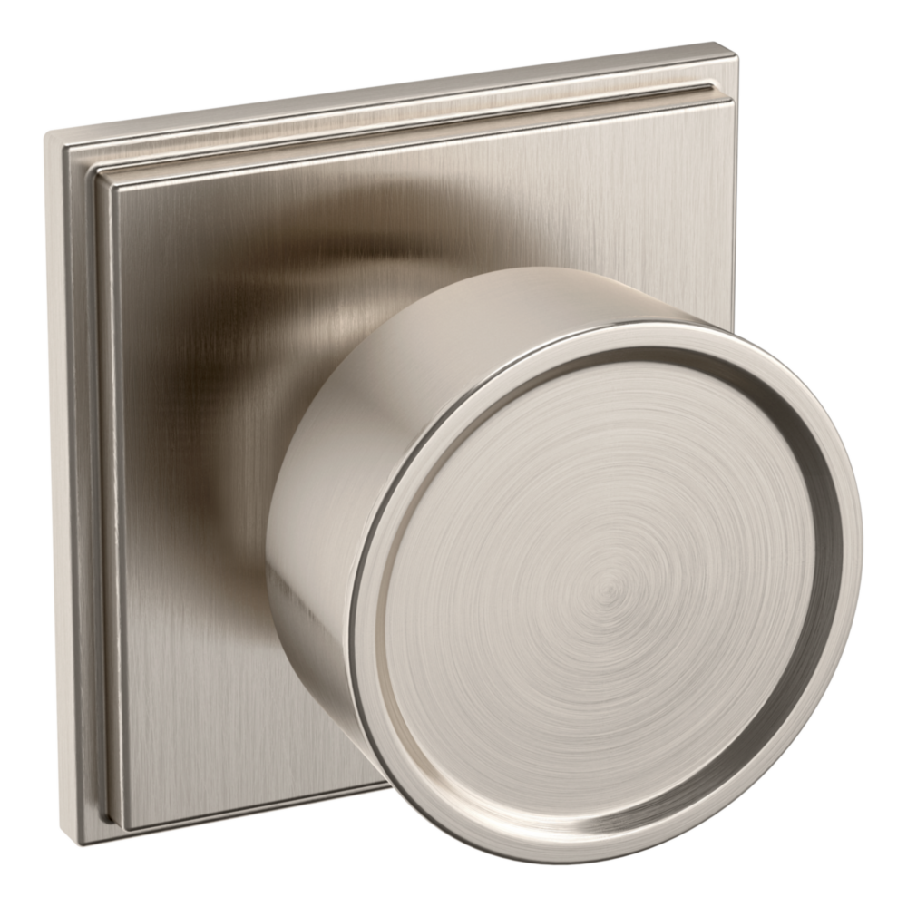 Baldwin K007 Hollywood Hills Knob Set with R050 Rose Lifetime (PVD) Satin Nickel / Full Dummy / Reversible