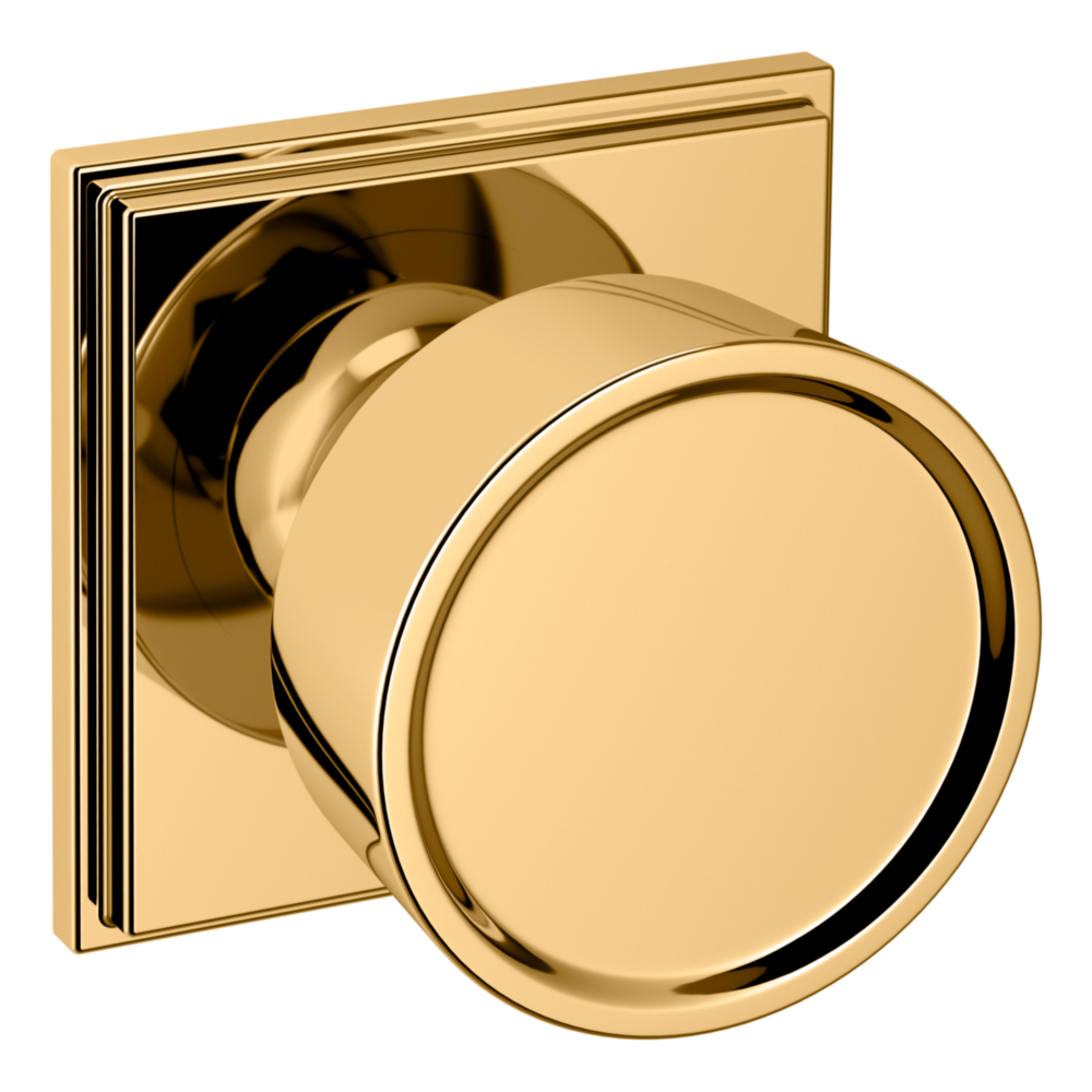 Baldwin K008 Hollywood Hills Knob Set with R050 Rose Non-Lacquered Brass / Full Dummy / Reversible
