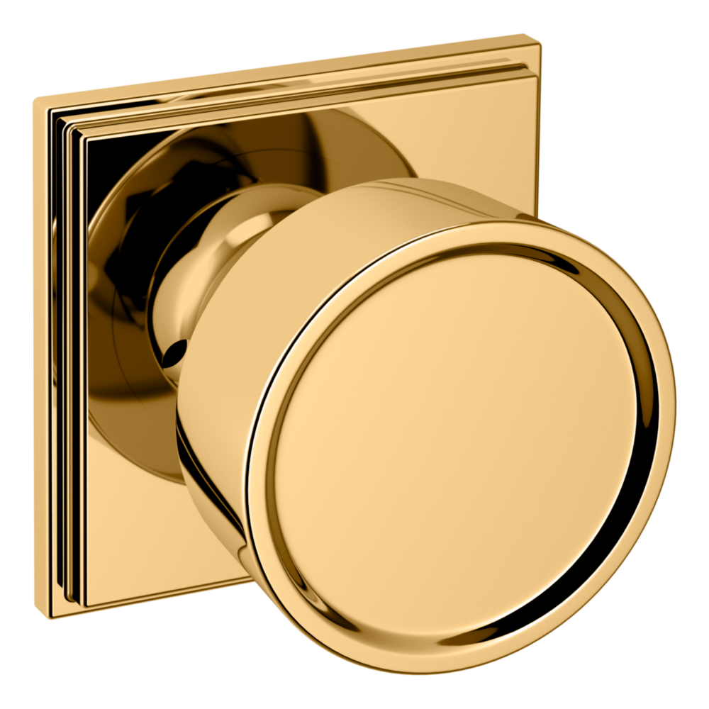 Baldwin K008 Hollywood Hills Knob Set with R050 Rose Non-Lacquered Brass / Privacy / Reversible