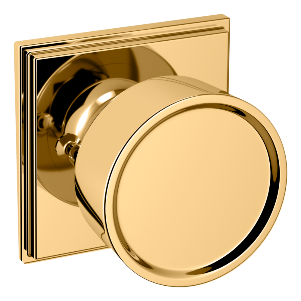 Baldwin K008 Hollywood Hills Knob Set with R050 Rose Non-Lacquered Brass / Privacy / Reversible