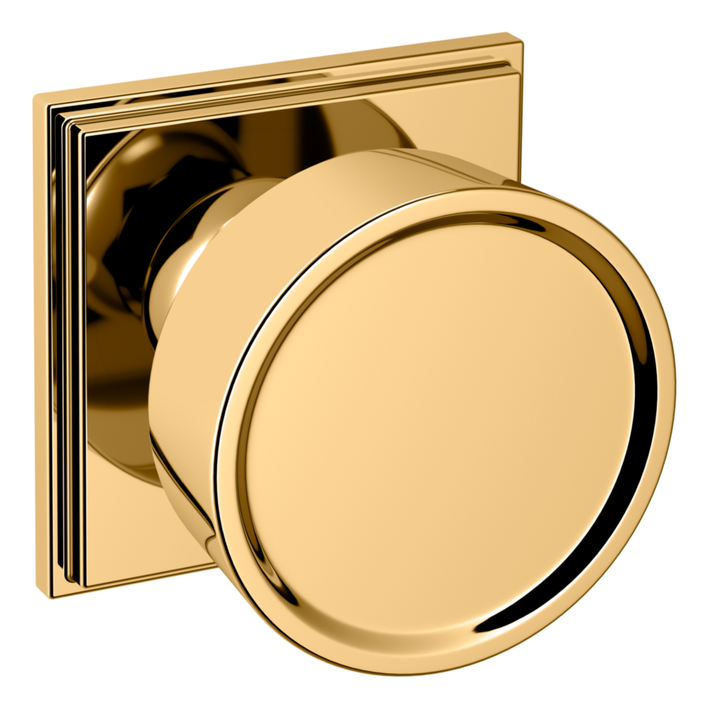 Baldwin K009 Hollywood Hills Knob Set with R050 Rose Non-Lacquered Brass / Full Dummy / Reversible