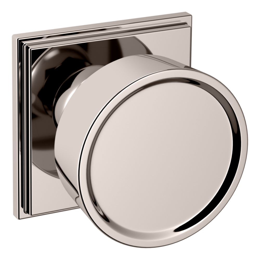 Baldwin K009 Hollywood Hills Knob Set with R050 Rose Lifetime (PVD) Polished Nickel / Full Dummy / Reversible