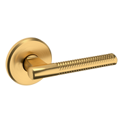 Baldwin L015 Contemporary Straight Lever Set with R016 Rose Lifetime (PVD) Satin Brass / Passage / Reversible