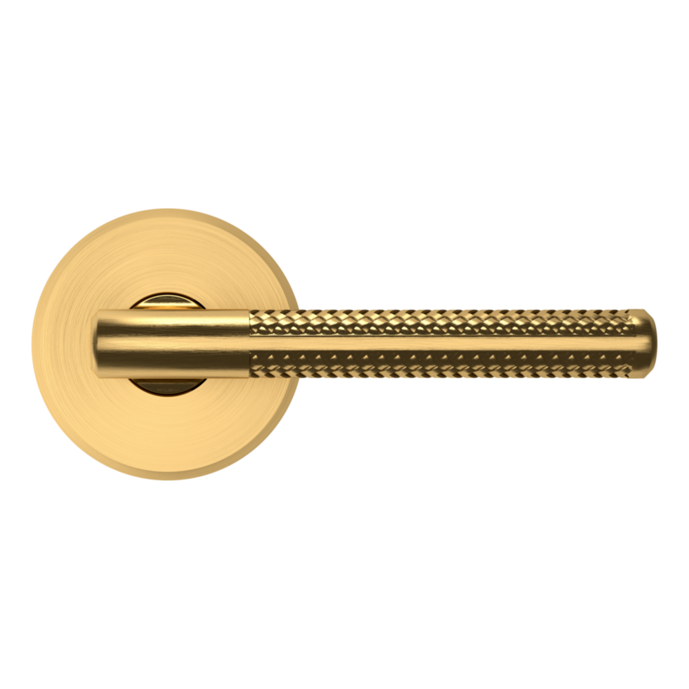 Baldwin L015 Contemporary Straight Lever Set with R016 Rose Lifetime (PVD) Satin Brass / Passage / Reversible