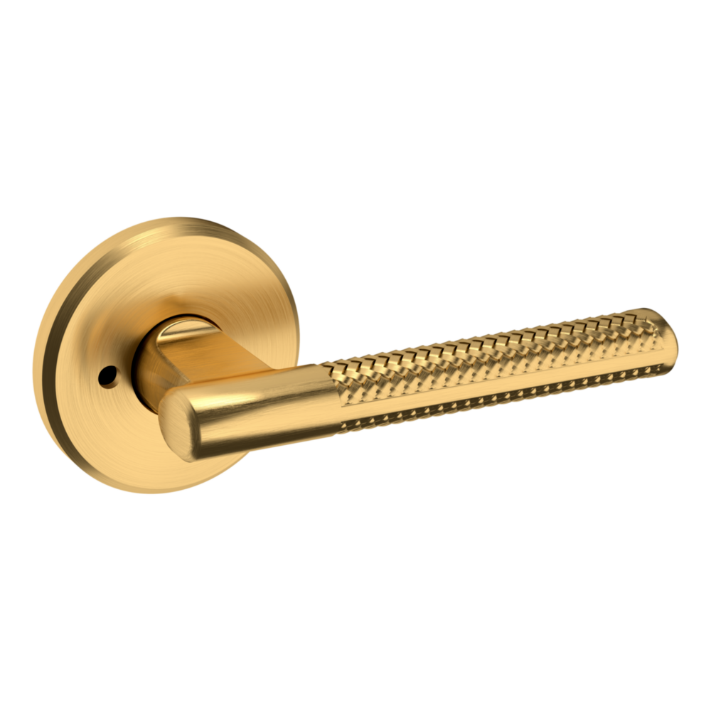 Baldwin L015 Contemporary Straight Lever Set with R016 Rose Lifetime (PVD) Satin Brass / Privacy / Reversible