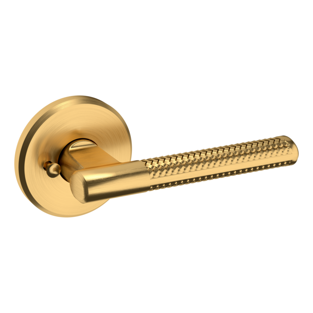 Baldwin L015 Contemporary Straight Lever Set with R016 Rose Lifetime (PVD) Satin Brass / Privacy / Reversible