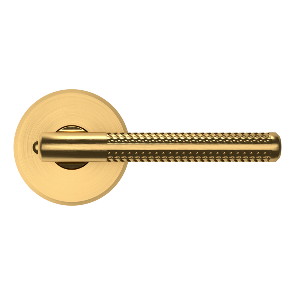 Baldwin L015 Contemporary Straight Lever Set with R016 Rose Lifetime (PVD) Satin Brass / Privacy / Reversible