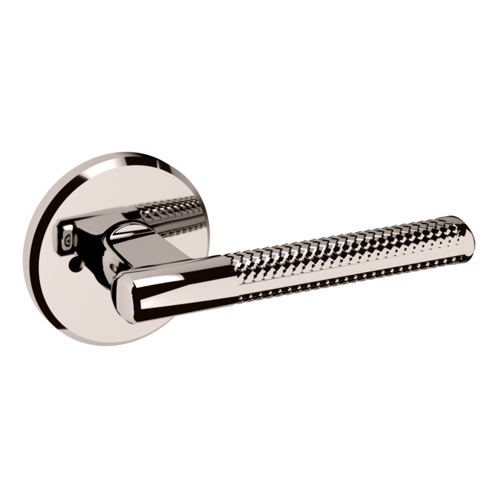 Baldwin L015 Contemporary Straight Lever Set with R016 Rose Lifetime (PVD) Polished Nickel / Privacy / Reversible