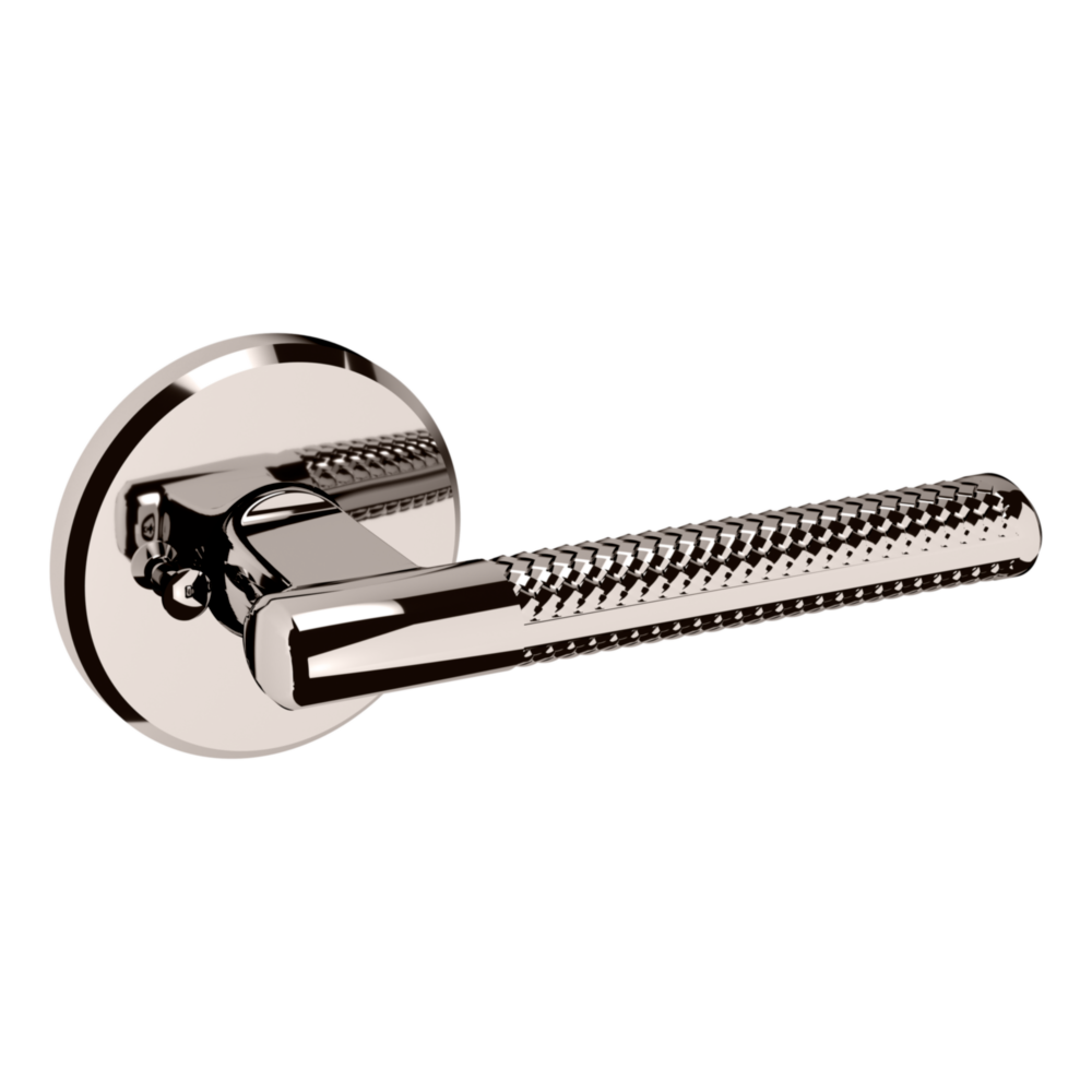 Baldwin L015 Contemporary Straight Lever Set with R016 Rose Lifetime (PVD) Polished Nickel / Privacy / Reversible