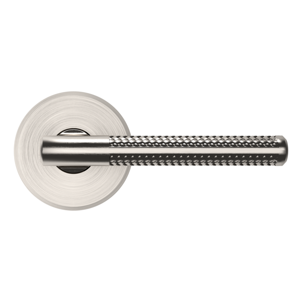 Baldwin L015 Contemporary Straight Lever Set with R016 Rose Lifetime (PVD) Satin Nickel / Full Dummy / Reversible