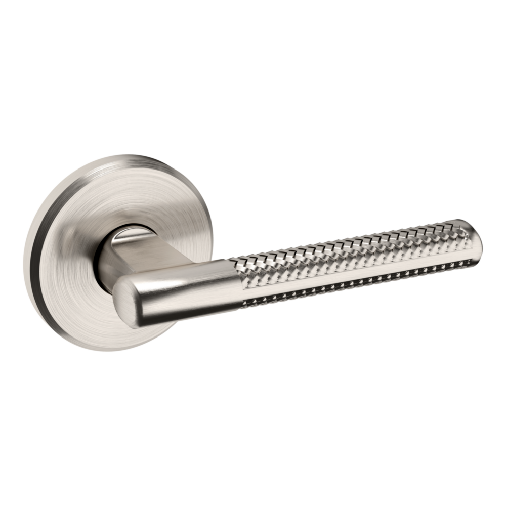Baldwin L015 Contemporary Straight Lever Set with R016 Rose Lifetime (PVD) Satin Nickel / Full Dummy / Reversible