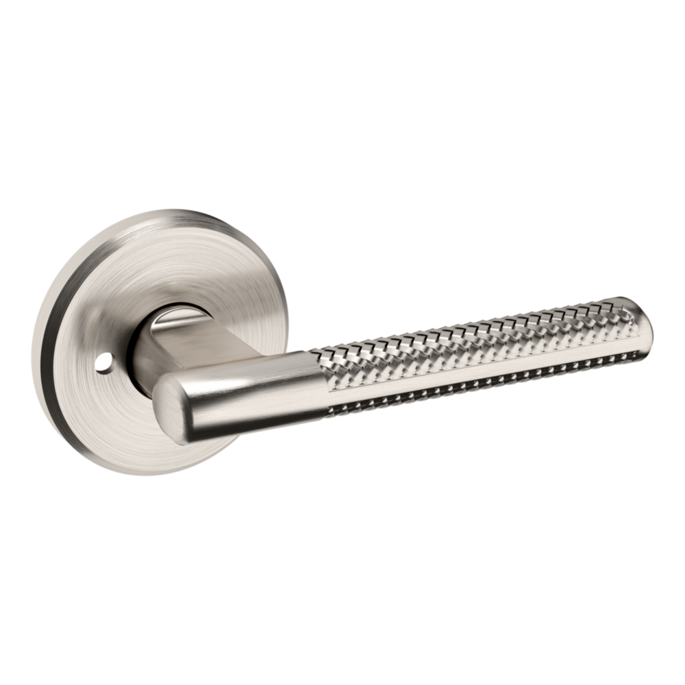Baldwin L015 Contemporary Straight Lever Set with R016 Rose Lifetime (PVD) Satin Nickel / Privacy / Reversible