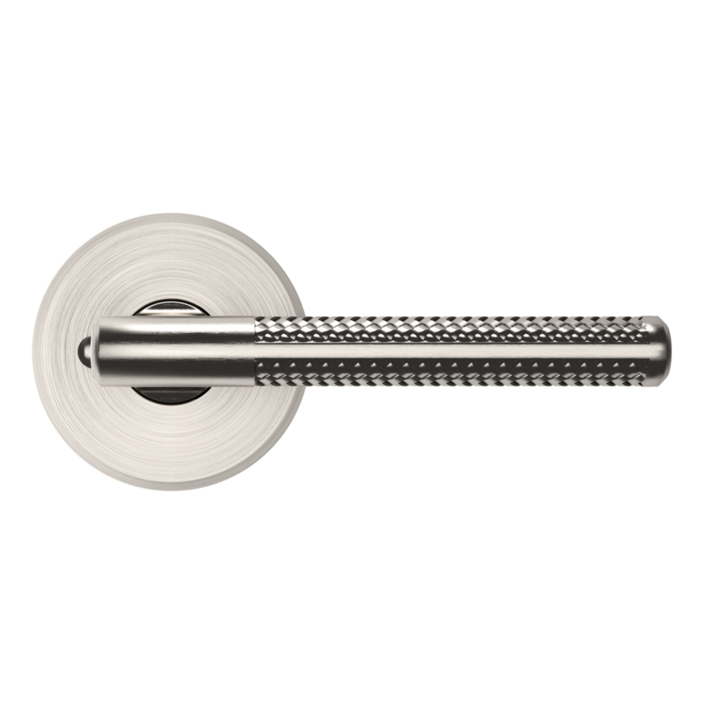 Baldwin L015 Contemporary Straight Lever Set with R016 Rose Lifetime (PVD) Satin Nickel / Privacy / Reversible
