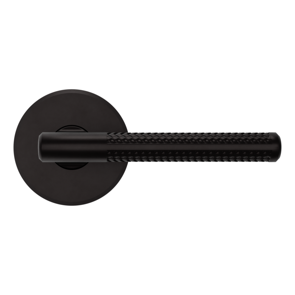 Baldwin L015 Contemporary Straight Lever Set with R016 Rose Oil-Rubbed Bronze / Passage / Reversible