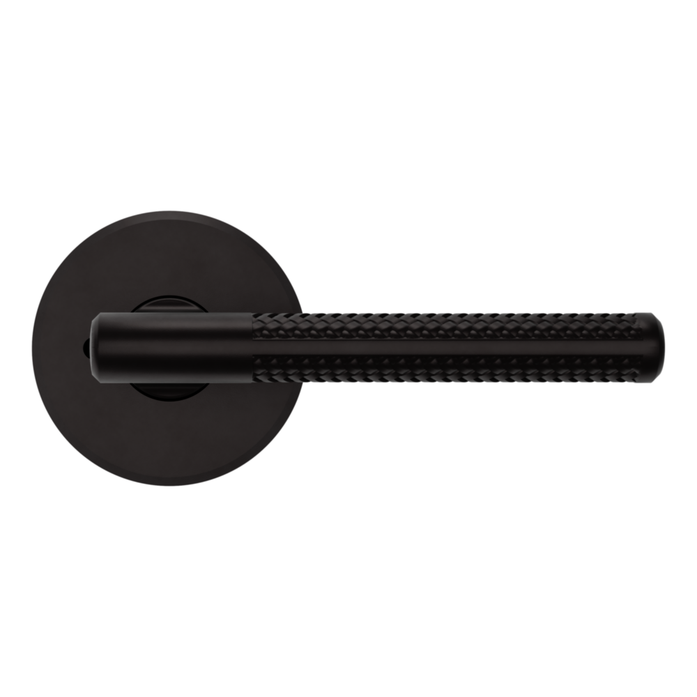 Baldwin L015 Contemporary Straight Lever Set with R016 Rose Oil-Rubbed Bronze / Privacy / Reversible