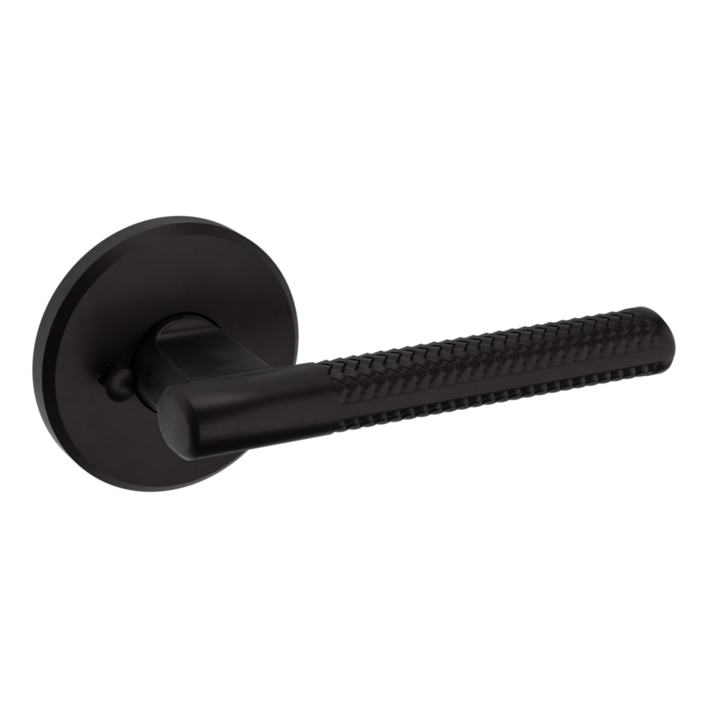 Baldwin L015 Contemporary Straight Lever Set with R016 Rose Oil-Rubbed Bronze / Privacy / Reversible