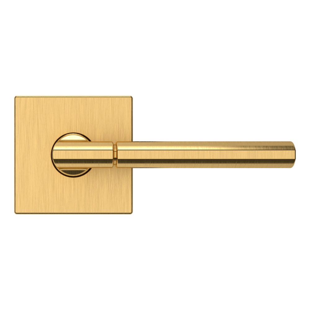 Baldwin L021 Contemporary Straight Lever Set with R017 Rose Lifetime (PVD) Satin Brass / Full Dummy / Reversible