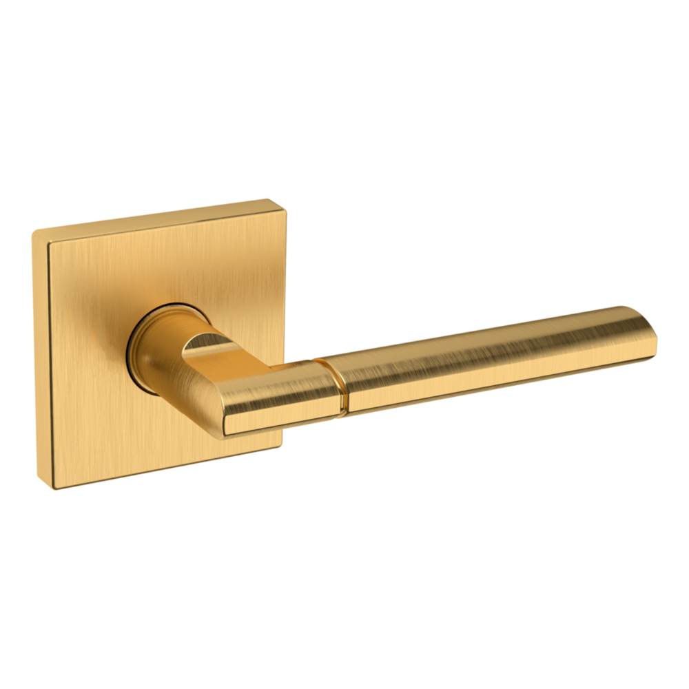 Baldwin L021 Contemporary Straight Lever Set with R017 Rose Lifetime (PVD) Satin Brass / Full Dummy / Reversible