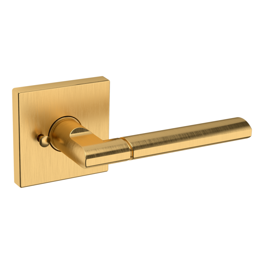 Baldwin L021 Contemporary Straight Lever Set with R017 Rose Lifetime (PVD) Satin Brass / Privacy / Reversible