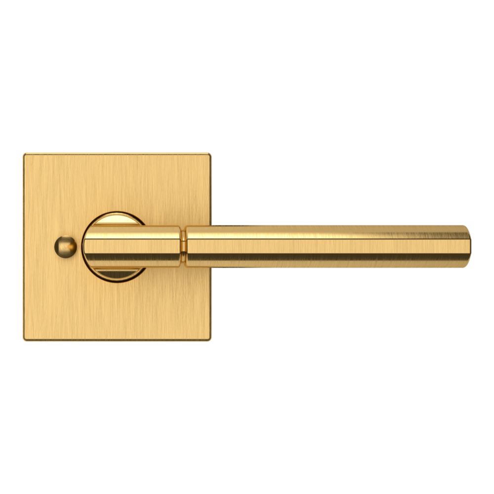 Baldwin L021 Contemporary Straight Lever Set with R017 Rose Lifetime (PVD) Satin Brass / Privacy / Reversible