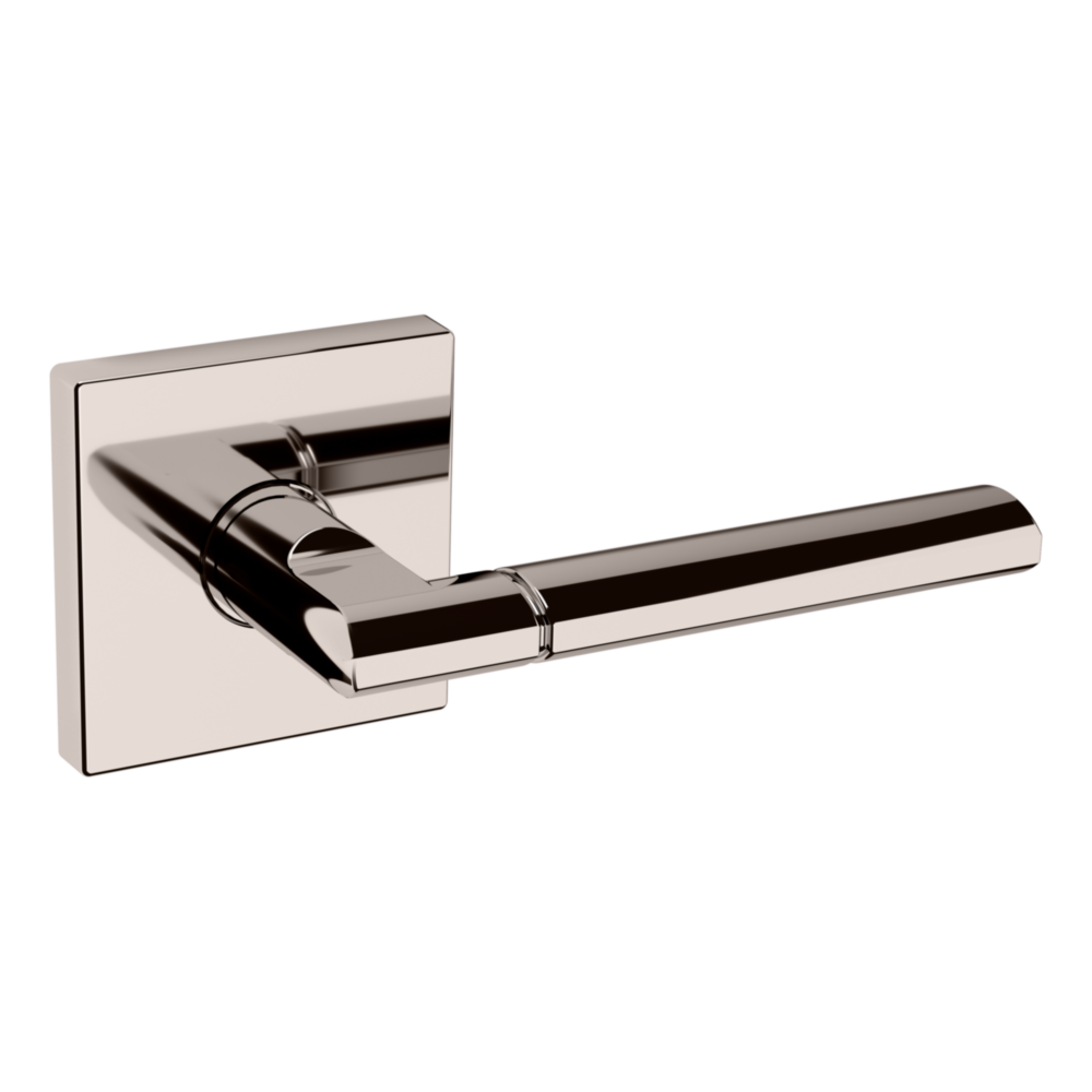 Baldwin L021 Contemporary Straight Lever Set with R017 Rose Lifetime (PVD) Polished Nickel / Full Dummy / Reversible