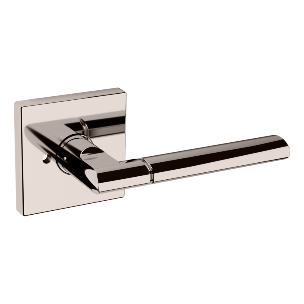 Baldwin L021 Contemporary Straight Lever Set with R017 Rose Lifetime (PVD) Polished Nickel / Privacy / Reversible