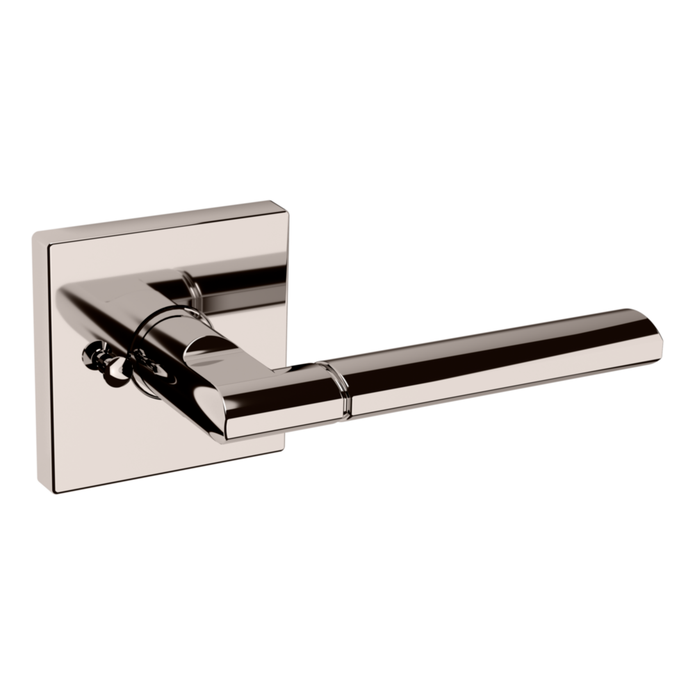 Baldwin L021 Contemporary Straight Lever Set with R017 Rose Lifetime (PVD) Polished Nickel / Privacy / Reversible