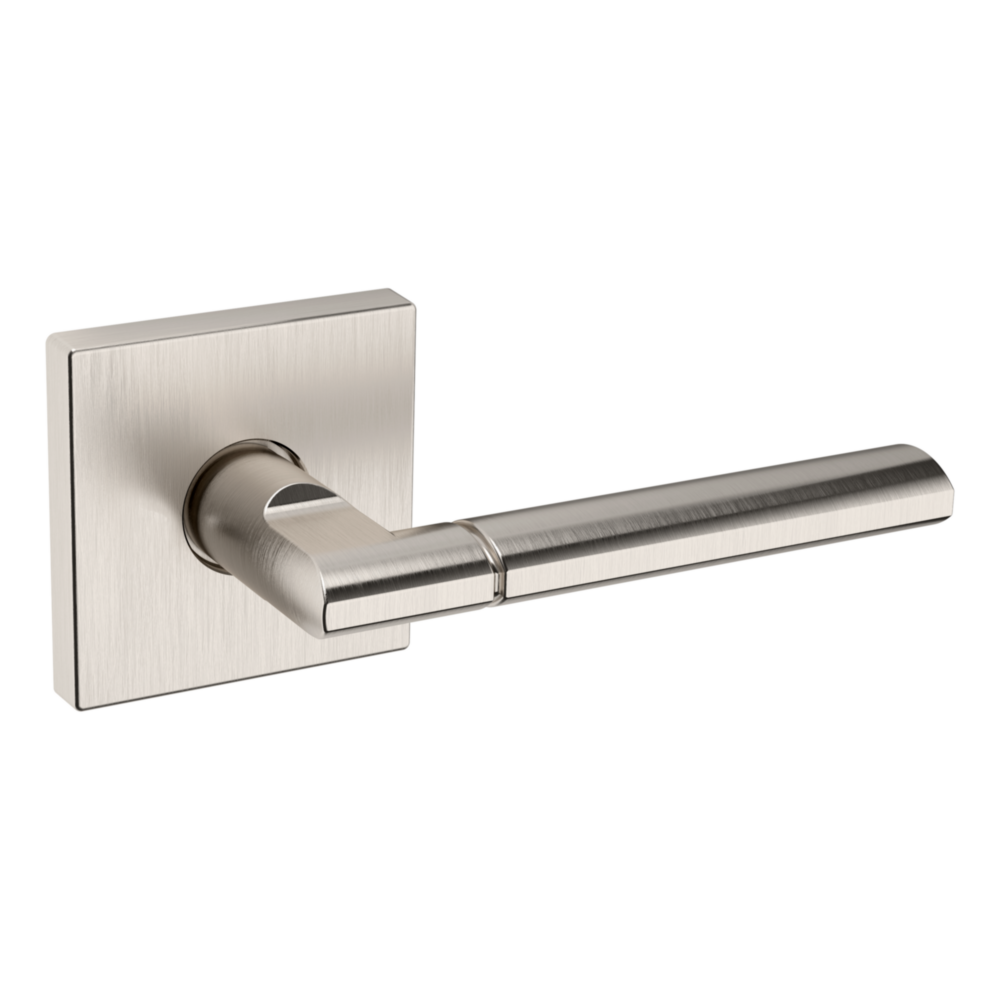 Baldwin L021 Contemporary Straight Lever Set with R017 Rose Lifetime (PVD) Satin Nickel / Full Dummy / Reversible