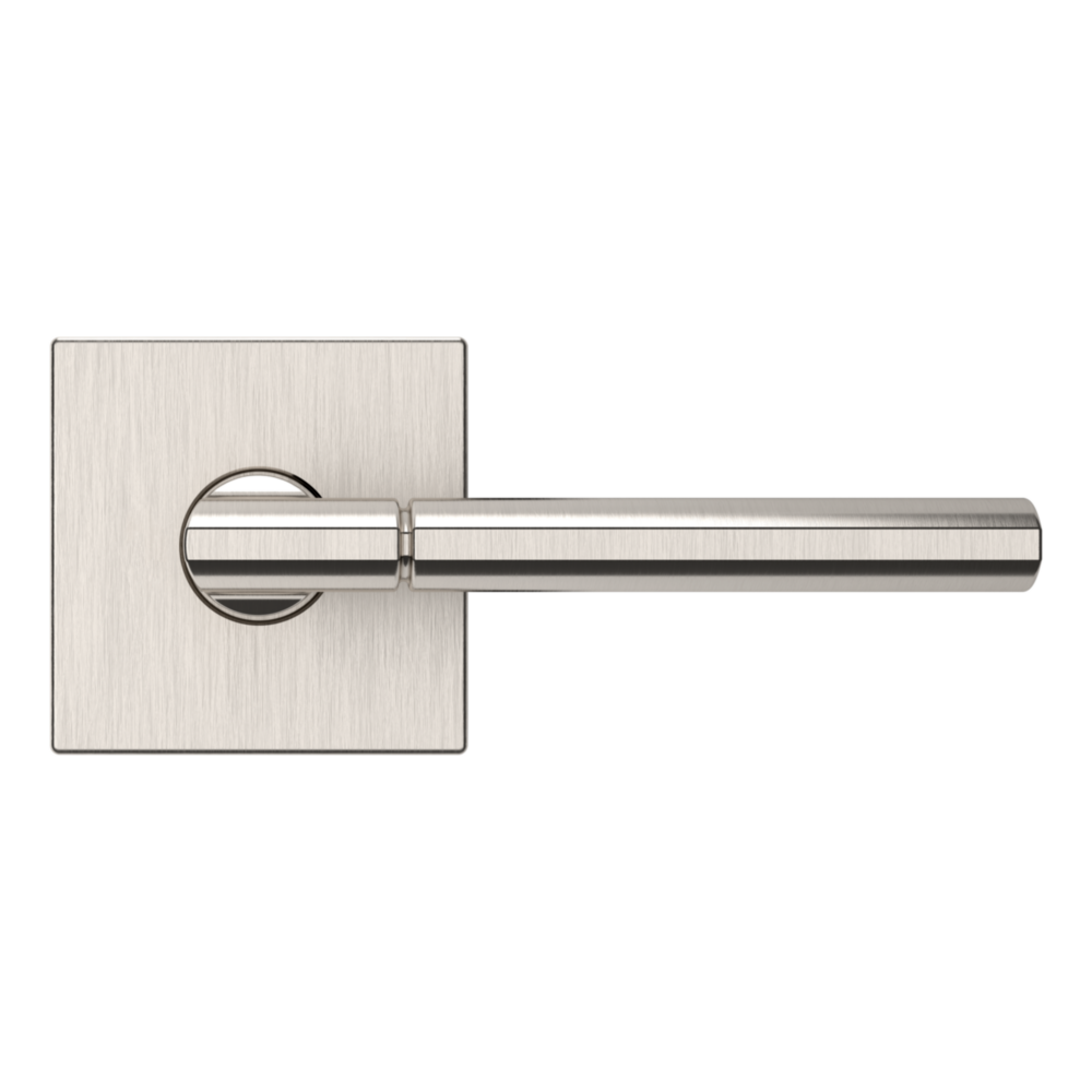 Baldwin L021 Contemporary Straight Lever Set with R017 Rose Lifetime (PVD) Satin Nickel / Full Dummy / Reversible
