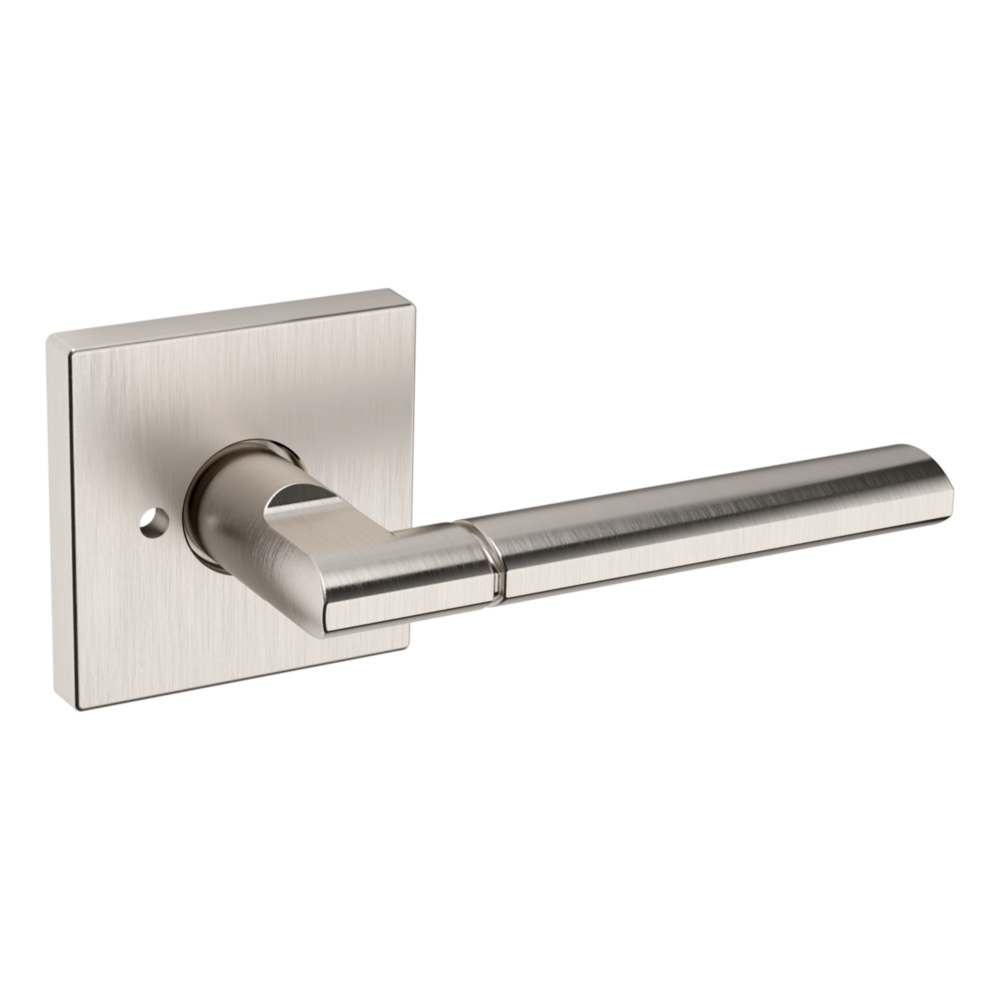 Baldwin L021 Contemporary Straight Lever Set with R017 Rose Lifetime (PVD) Satin Nickel / Privacy / Reversible