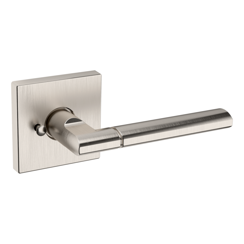 Baldwin L021 Contemporary Straight Lever Set with R017 Rose Lifetime (PVD) Satin Nickel / Privacy / Reversible