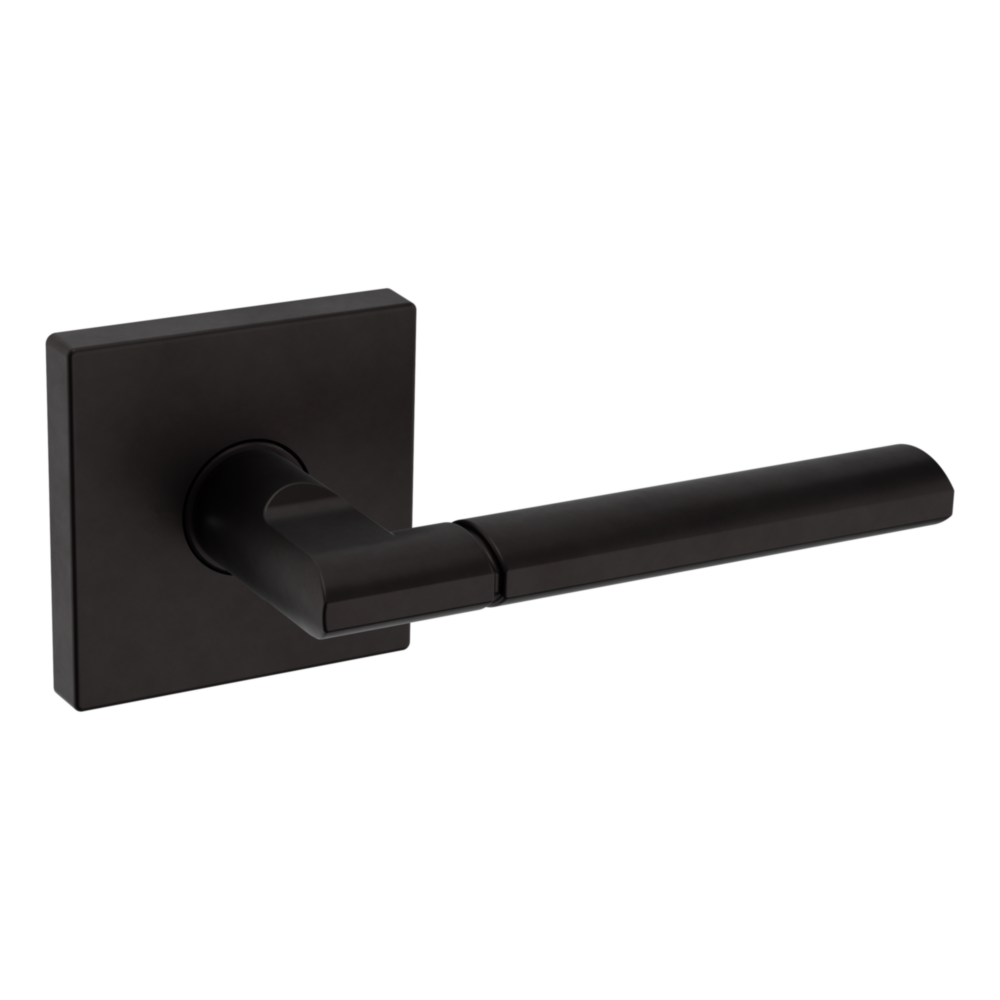 Baldwin L021 Contemporary Straight Lever Set with R017 Rose Oil-Rubbed Bronze / Passage / Reversible