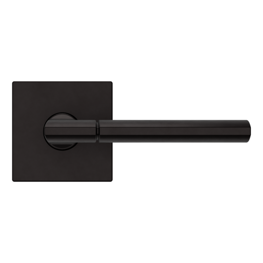 Baldwin L021 Contemporary Straight Lever Set with R017 Rose Oil-Rubbed Bronze / Passage / Reversible