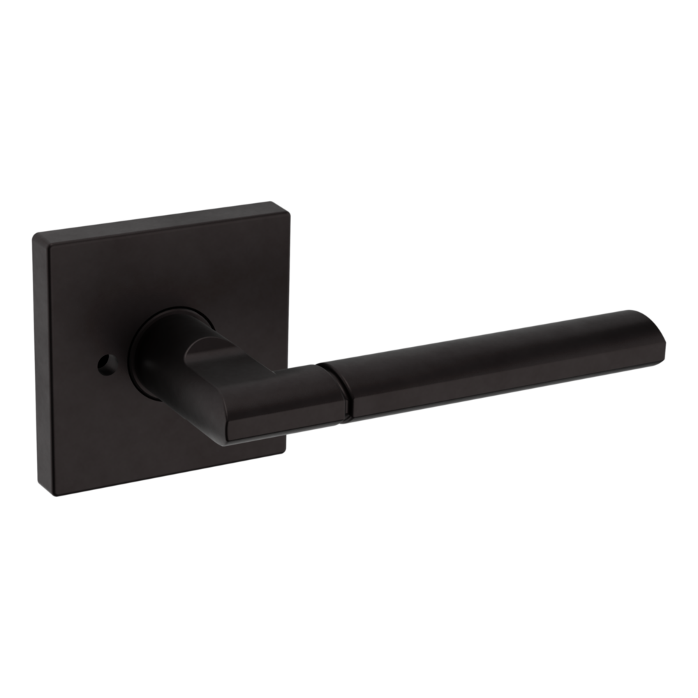 Baldwin L021 Contemporary Straight Lever Set with R017 Rose Oil-Rubbed Bronze / Privacy / Reversible