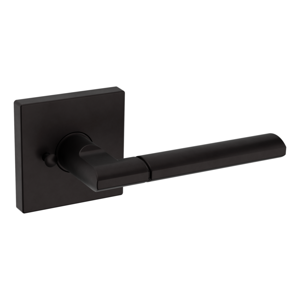 Baldwin L021 Contemporary Straight Lever Set with R017 Rose Oil-Rubbed Bronze / Privacy / Reversible