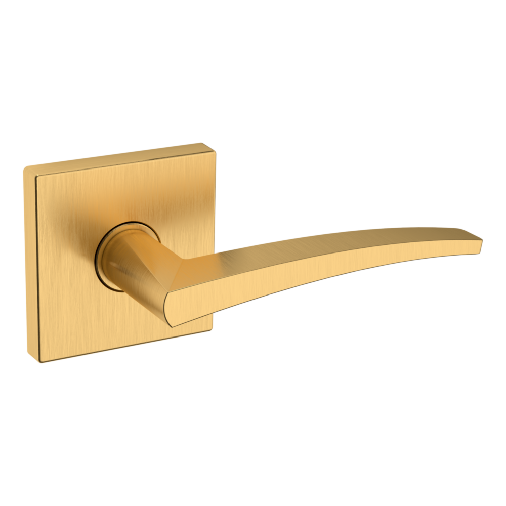 Baldwin L022 Contemporary Straight Lever Set with R017 Rose Lifetime (PVD) Satin Brass / Passage / Reversible