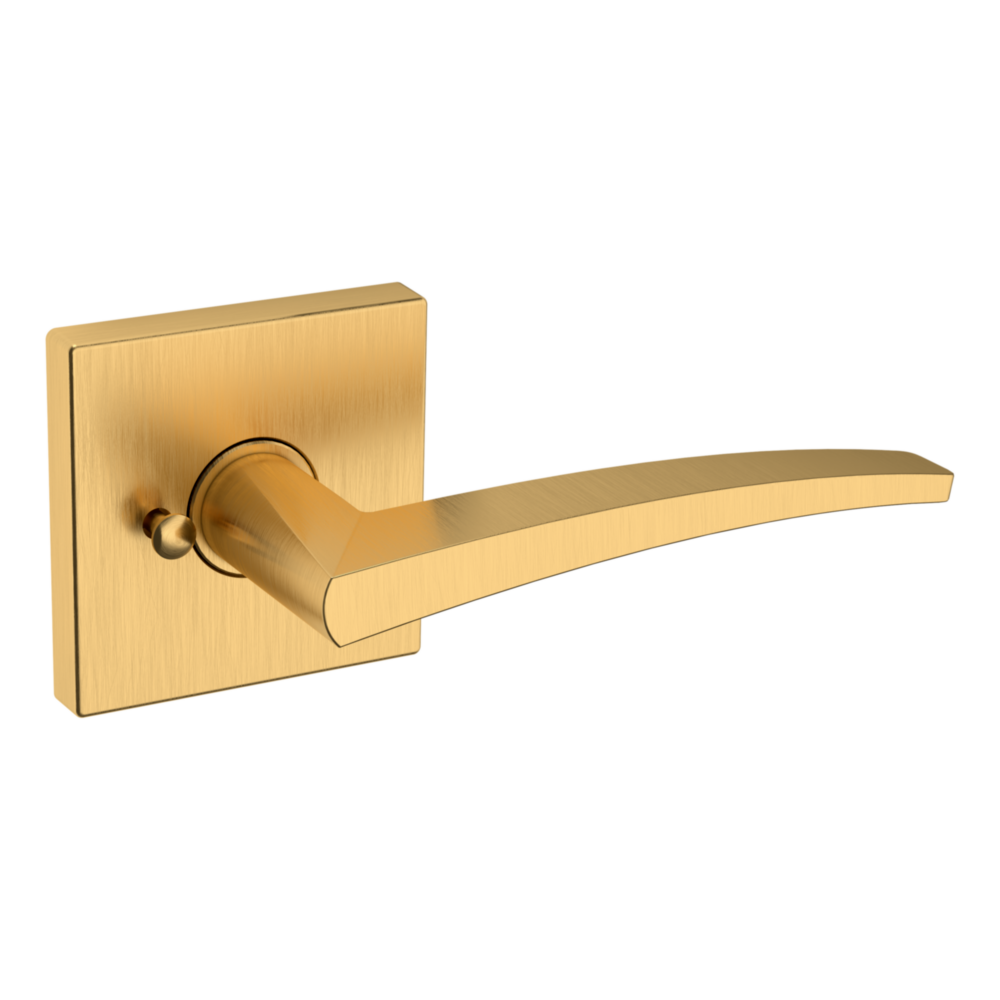 Baldwin L022 Contemporary Straight Lever Set with R017 Rose Lifetime (PVD) Satin Brass / Privacy / Reversible
