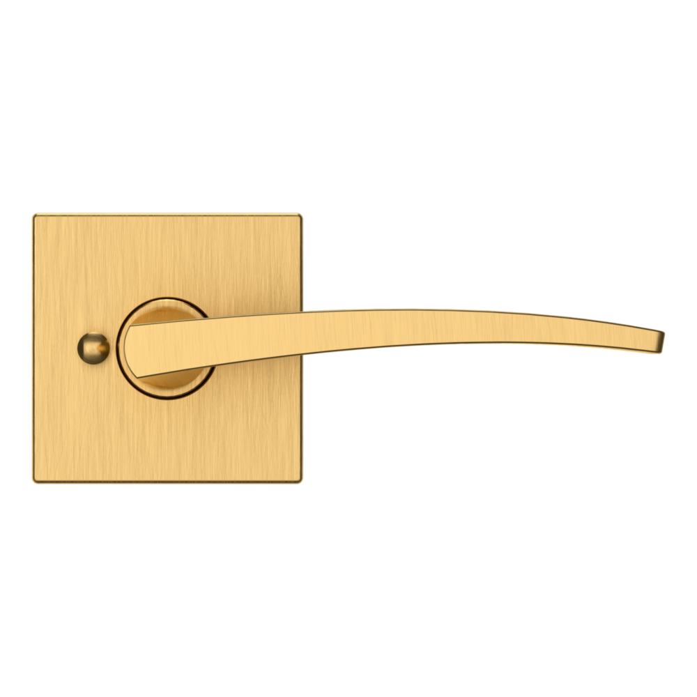 Baldwin L022 Contemporary Straight Lever Set with R017 Rose Lifetime (PVD) Satin Brass / Privacy / Reversible
