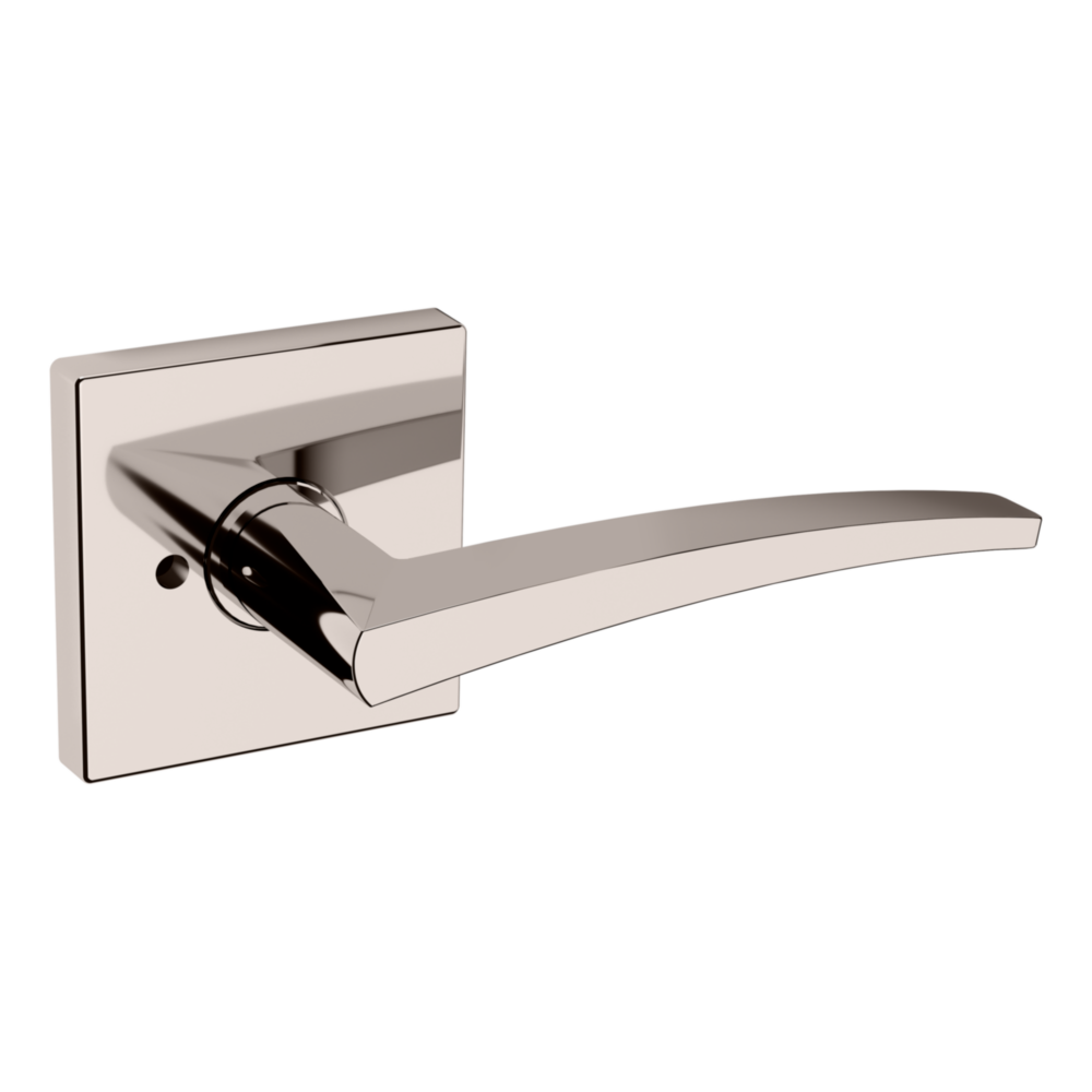 Baldwin L022 Contemporary Straight Lever Set with R017 Rose Lifetime (PVD) Polished Nickel / Privacy / Reversible