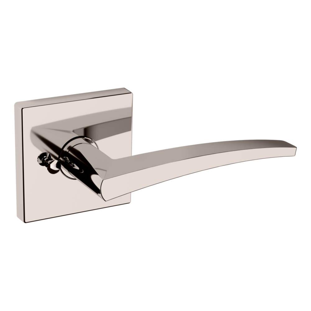 Baldwin L022 Contemporary Straight Lever Set with R017 Rose Lifetime (PVD) Polished Nickel / Privacy / Reversible