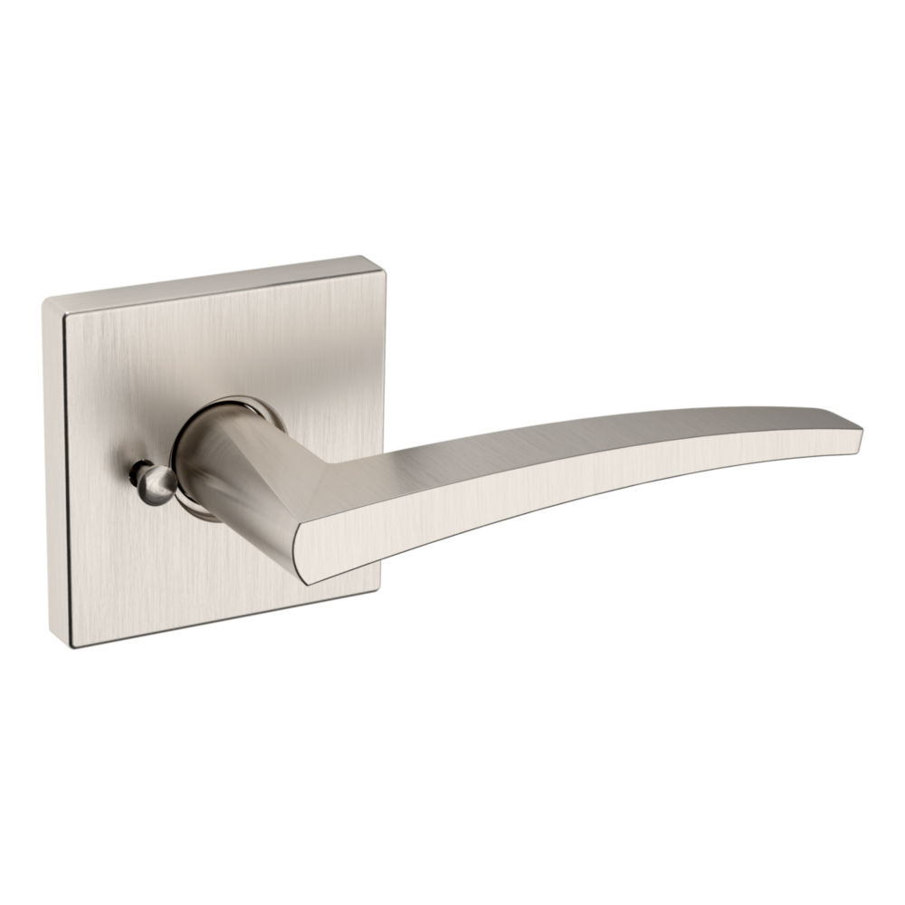 Baldwin L022 Contemporary Straight Lever Set with R017 Rose Lifetime (PVD) Satin Nickel / Privacy / Reversible
